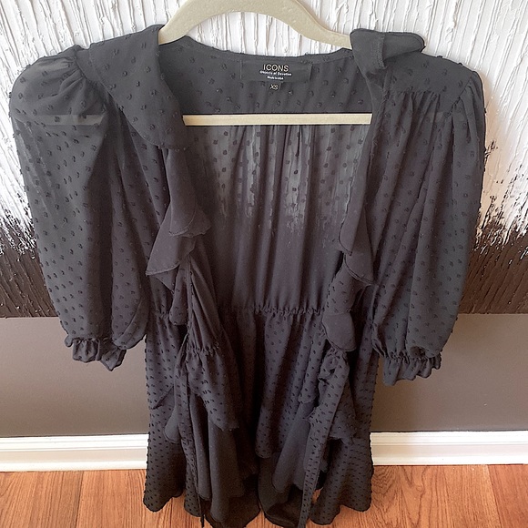 Revolve ICONS Swiss Dot Flamenco Wrap Dress - Picture 11 of 14